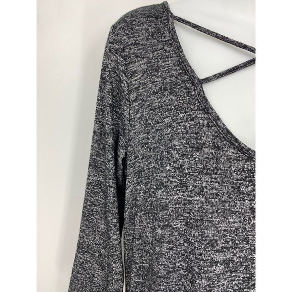 Socialite Gray Long Sleeve V-Neck Sweater Dress - Picture 2 of 4